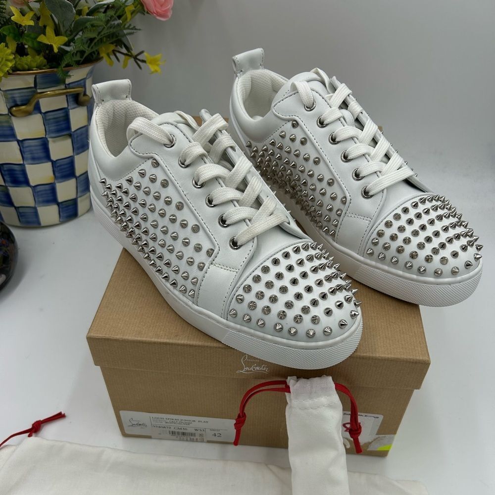 Men's Christian Louboutin, Louis Jr spikes sneakers size 42 made in Italy